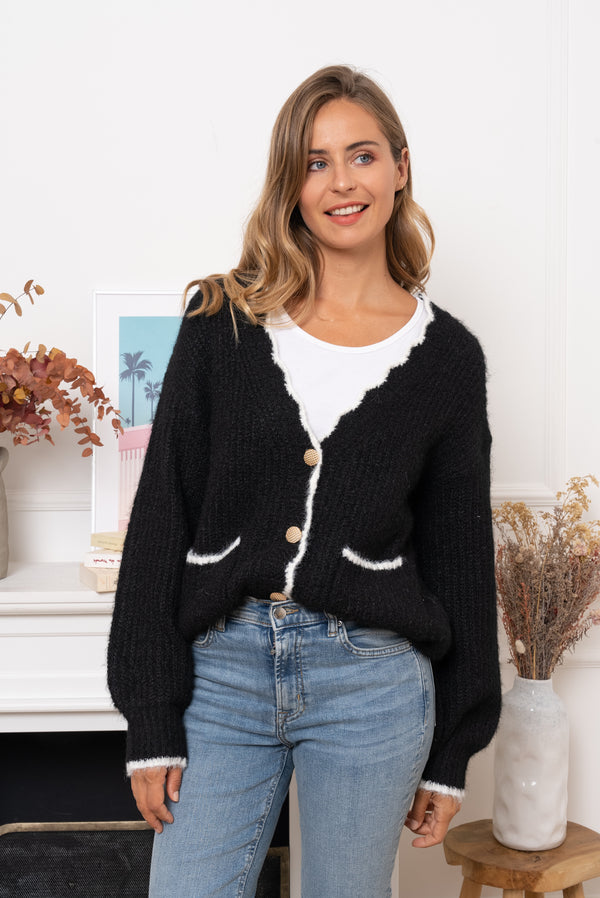 Cardigan maille tendance col V - Taille unique