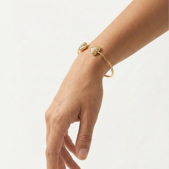 Bracelet Jonc En Laiton - Style Boho Avec Incrustations - Diamètre 7cm - Occasion Bon état
