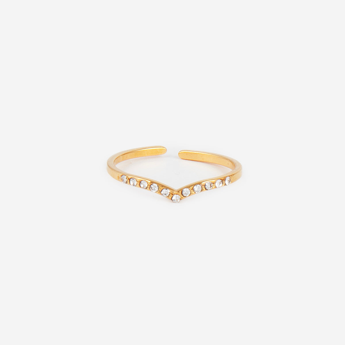 Bague Dorée En Acier Inoxydable Avec Zircon – Taille 52 (USA 6) – Idée Cadeau