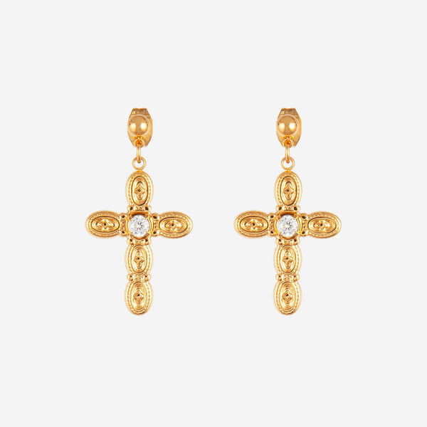 Boucles d'oreilles croix strass