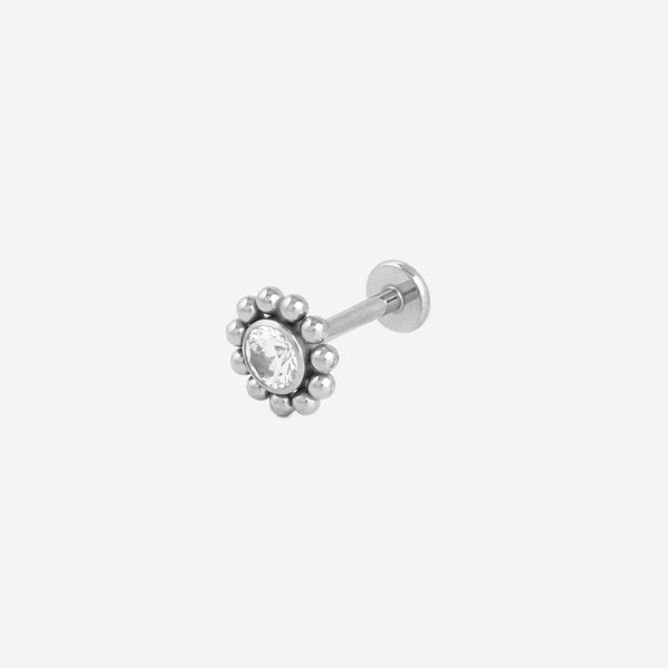 Piercing Fleur et Strass en titane