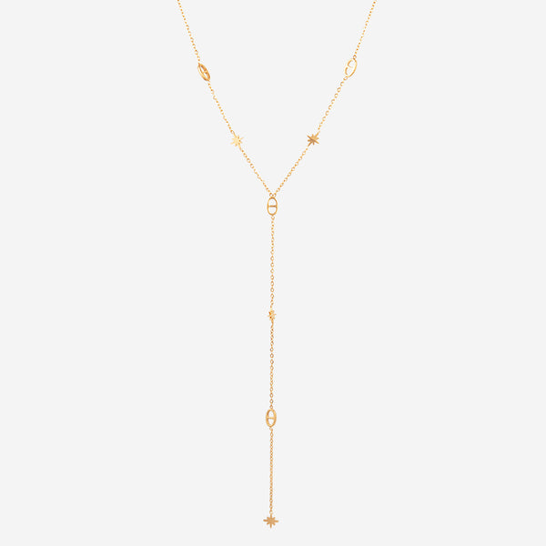 Collier en Y étoile maille marine