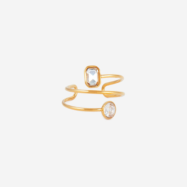 Bague fine multirangs en cristal