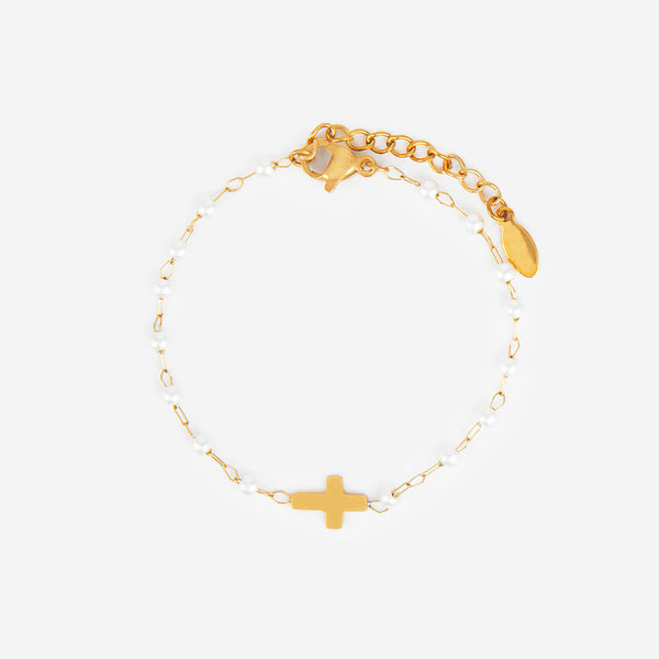 Bracelet croix et perles