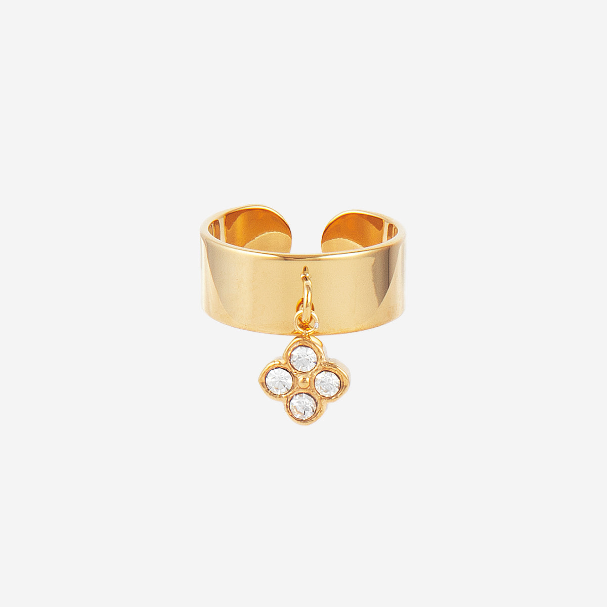 Bague en or avec trèfle à quatre feuilles pour femme, bague délicate réglable en oxyde de zirconium ouvert, bijoux pour femmes (2 pièces