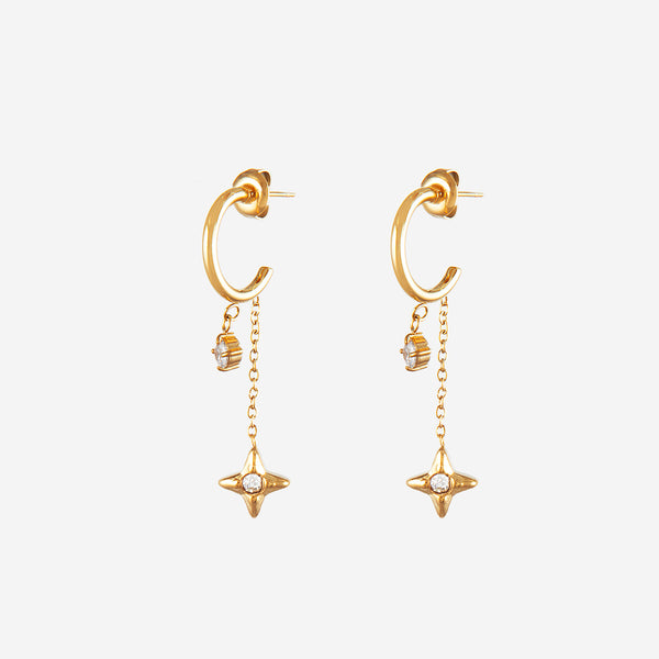 Boucles d'oreilles pendantes étoile strass