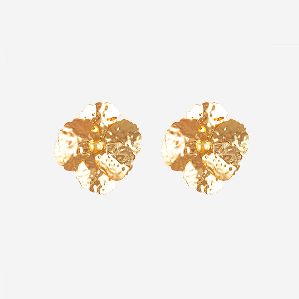 Boucles d'oreilles Fleur Plaque Large