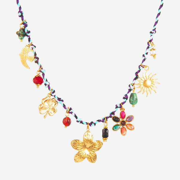 Collier superposé à breloques coquette enduite d'or sur une triple chaîne délicate - Canada Collier superposé à breloques coquette enduite d'or sur une triple chaîne délicate - Canada