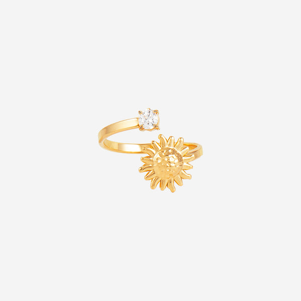 Bague Martelée Cristal Fleur de soleil