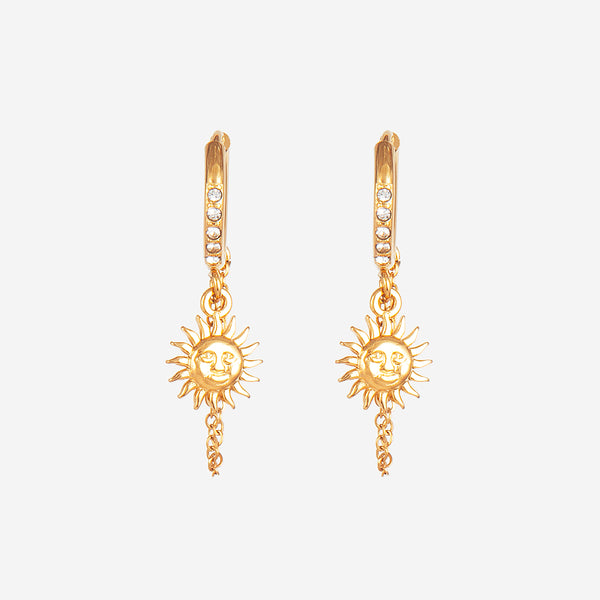 Boucles d'oreilles Soleil breloque strass