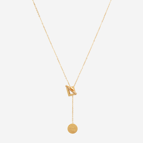 Collier double tour doré petit pendentif carré minimaliste acier inoxydable Collier double tour doré petit pendentif carré minimaliste acier inoxydable