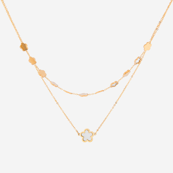 Gold multilayered flower necklace