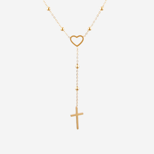 Collier pampille avec coeur et croix