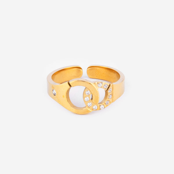 Gold plated handcuff ring