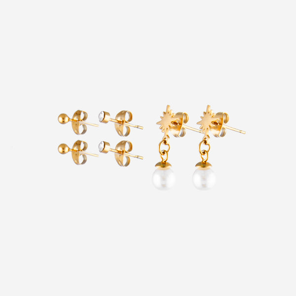 Boucles d'oreilles puces en set perles strass