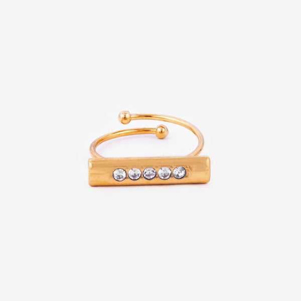 Bague Barre Rectangulaire Strass