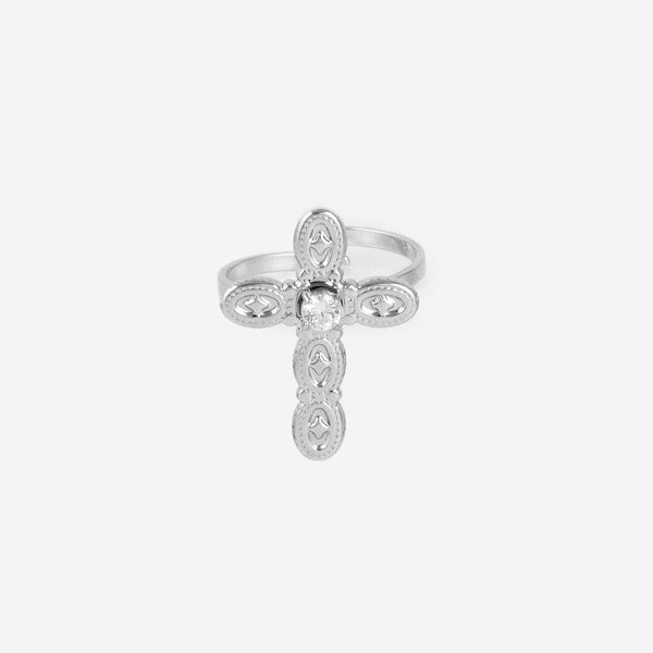 Bague croix strass