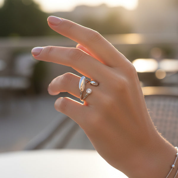 Bague Ouverte Étincelante En Cristaux