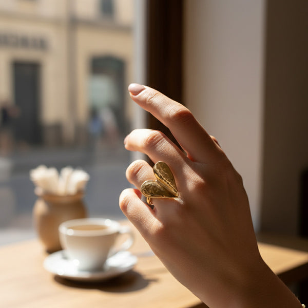 Bague Cœur Brillante Style Minimaliste