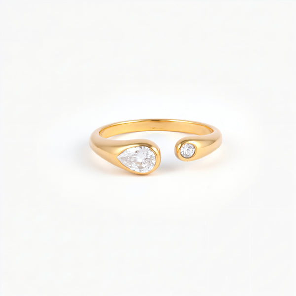 Bague Goutte D’eau Avec Strass Étincelants