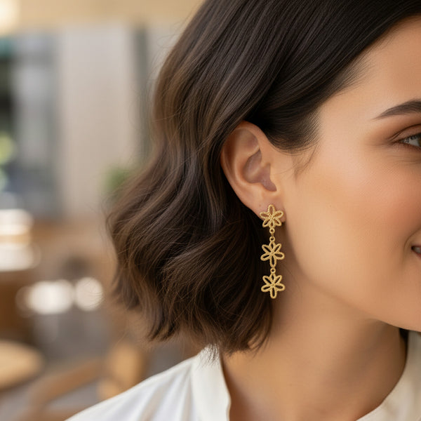 Boucles d’Oreilles Fleur Ajourée Élégante