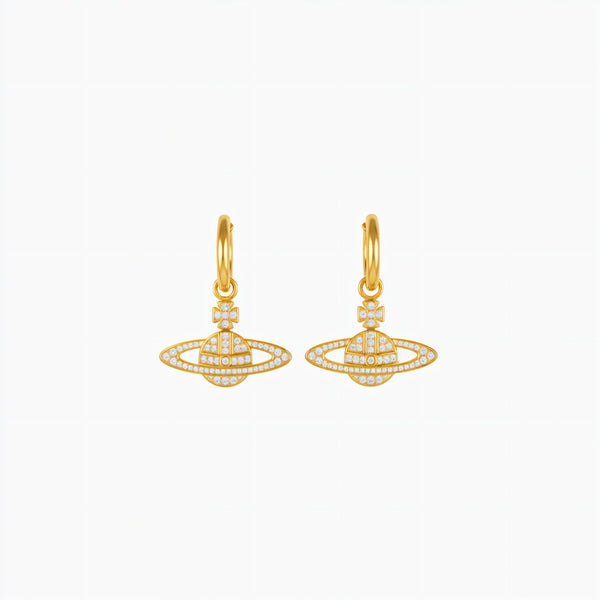 Boucles D’Oreilles Saturne Incrustées De Strass