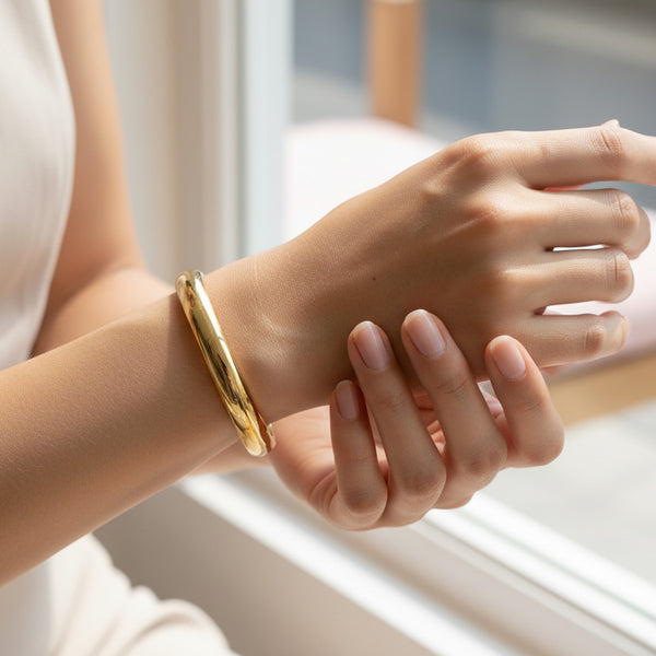 Bracelet Jonc Large Brillant Style Minimaliste