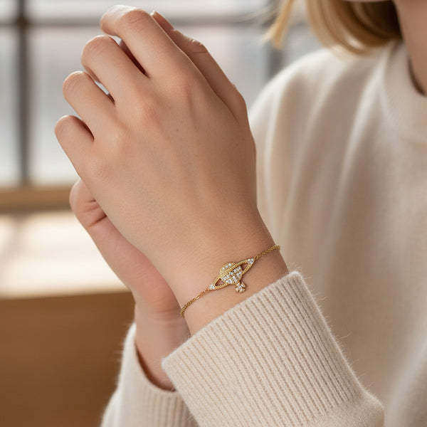 Bracelet Planète Incrusté De Strass