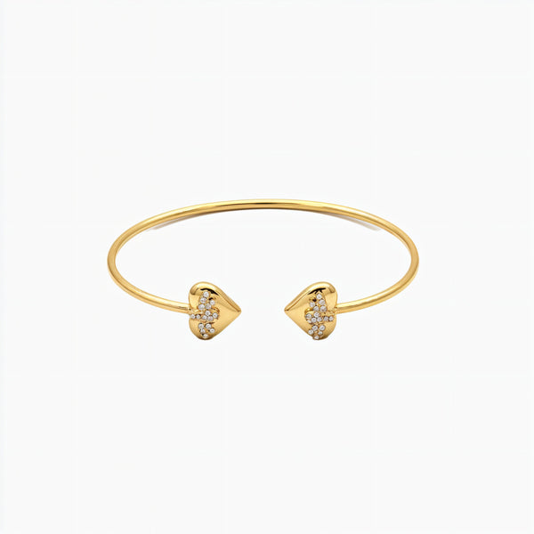 Bracelet Jonc Ouvert Cœur Incrusté De Strass