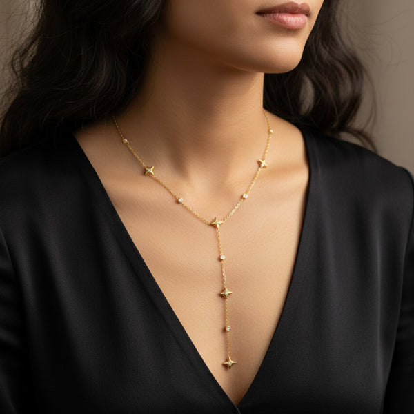 Collier Long Étoile Incrustée De Strass