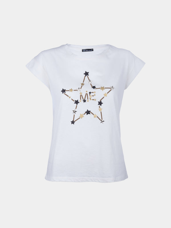 T-shirt blanc avec étoiles